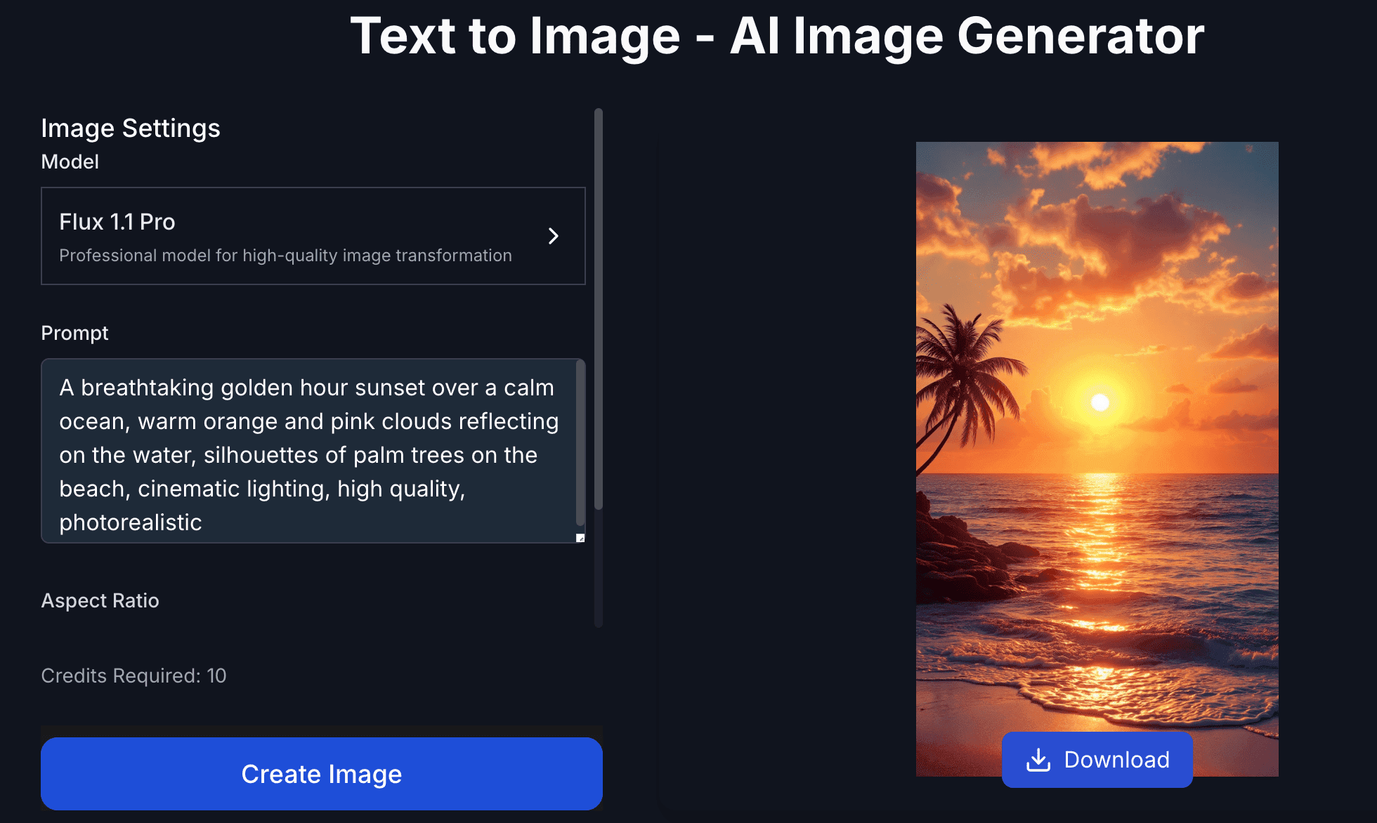 AI Sunset Wallpaper Generator Interface